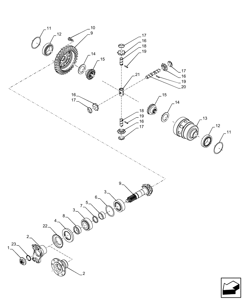 Схема запчастей Case IH FARMLIFT 525 - (27.106.AA) - REAR AXLE, BEVEL GEAR (27) - REAR AXLE SYSTEM