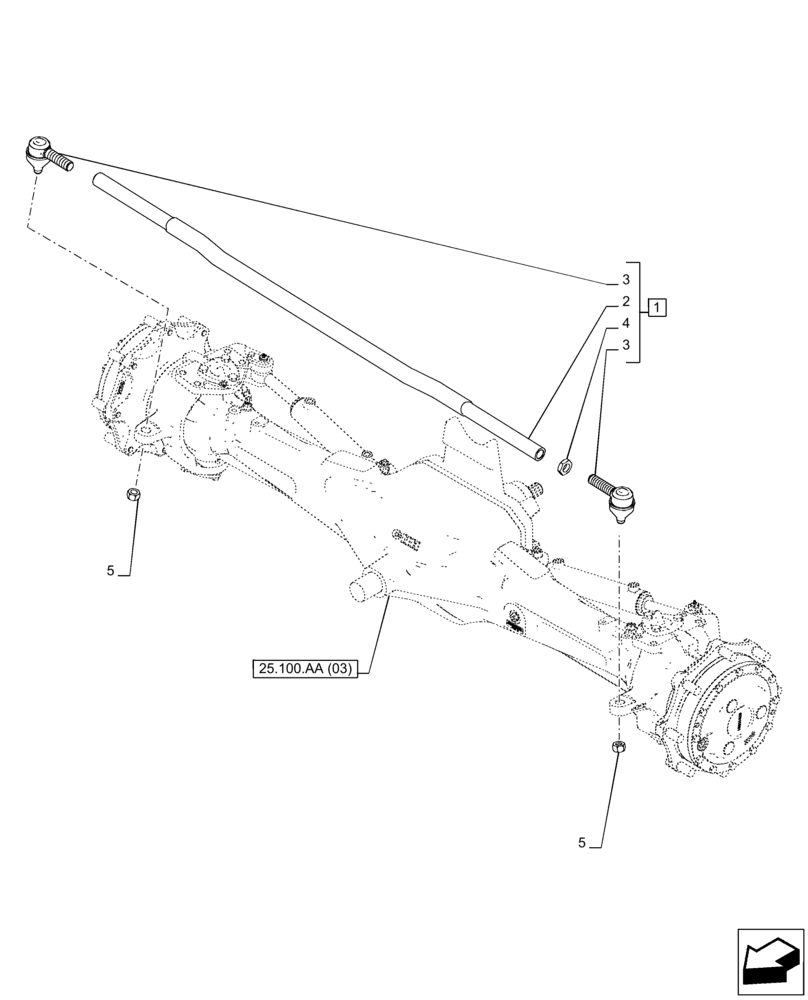 Схема запчастей Case IH PUMA 220 CVT - (41.106.AG[03]) - VAR - 758049 - FRONT AXLE, SUSPENDED W/BRAKES, TIE-ROD ASSY (41) - STEERING