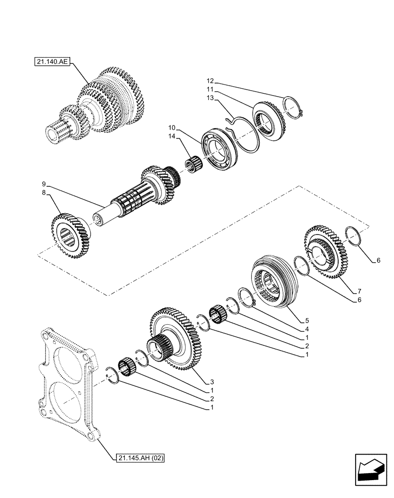 Схема запчастей Case IH FARMALL 65C - (21.140.AC) - VAR - 330272 - 330274 - 390067 - 743546 - TRANSMISSION, SYNCHRONIZER (21) - TRANSMISSION