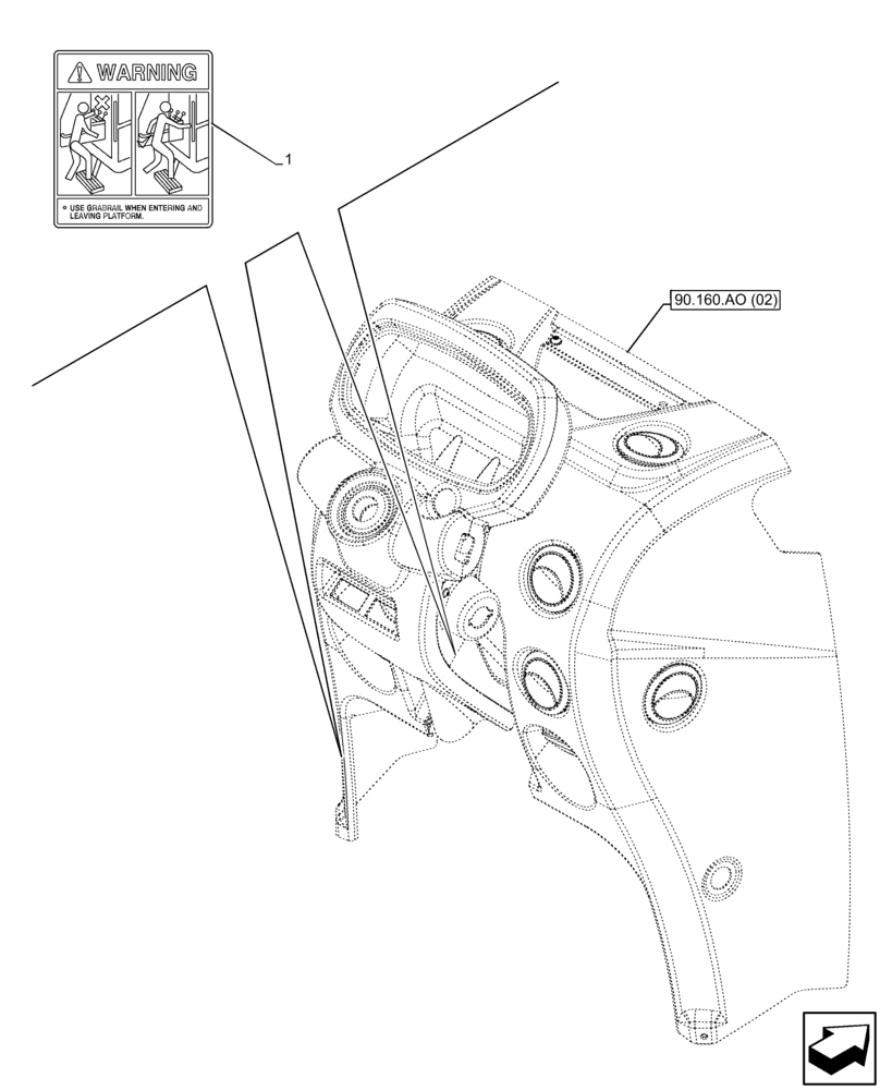 Схема запчастей Case IH FARMALL 65C - (90.108.AC[16]) - VAR - 334255, 334256, 334257 - DECAL, WARNING, CAB (90) - PLATFORM, CAB, BODYWORK AND DECALS