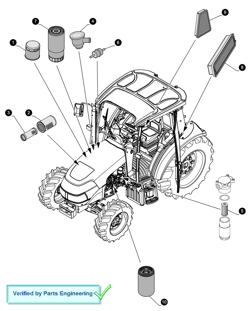 Схема запчастей Case IH FARMALL 65C - (05.100.04[01]) - MAINTENANCE PARTS - FILTERS (05) - SERVICE & MAINTENANCE