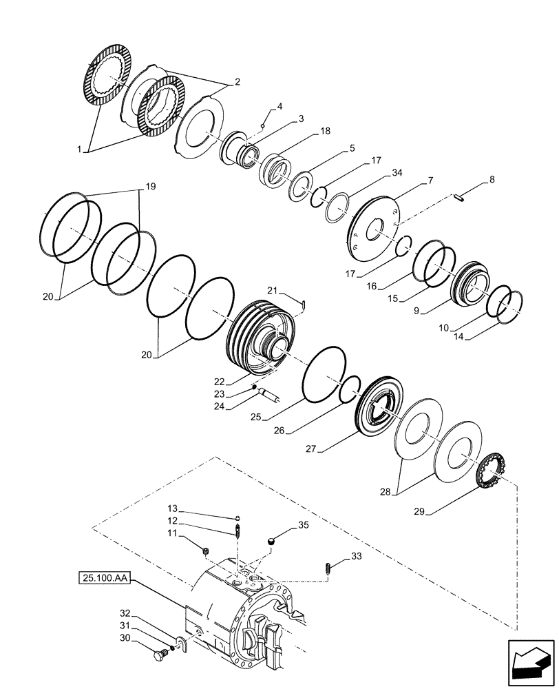 Схема запчастей Case IH FARMLIFT 525 - (33.202.AK) - BRAKE DISC (33) - BRAKES & CONTROLS