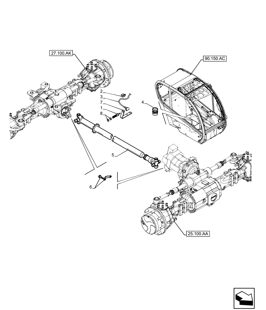 Схема запчастей Case IH FARMLIFT 525 - (23.314.AG) - DRIVE SHAFT, 4WD (23) - FOUR WHEEL DRIVE SYSTEM