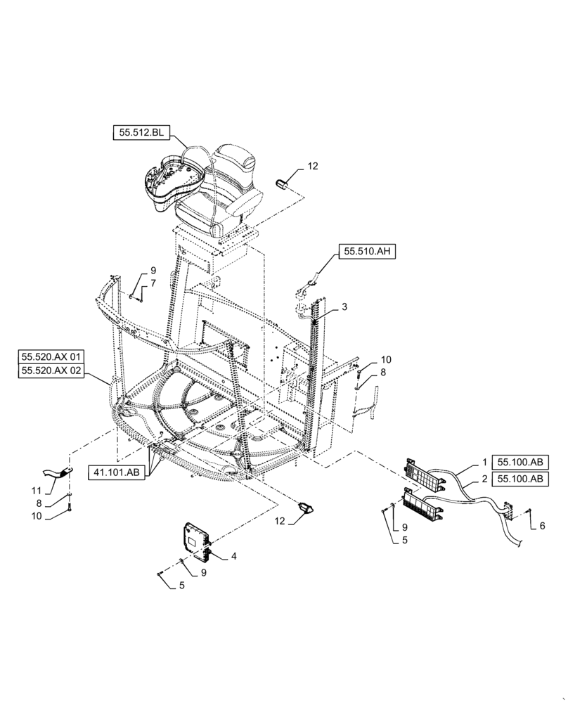 Схема запчастей Case IH WD1204 - (55.510.AF) - HARNESS, CAB, MAIN DISTRIBUTOR (55) - ELECTRICAL SYSTEMS