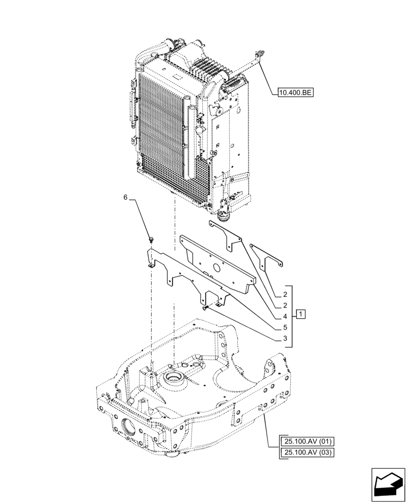 Схема запчастей Case IH PUMA 150 - (10.400.BF[05]) - VAR - 391156, 758047 - RADIATOR, BAFFLE (10) - ENGINE