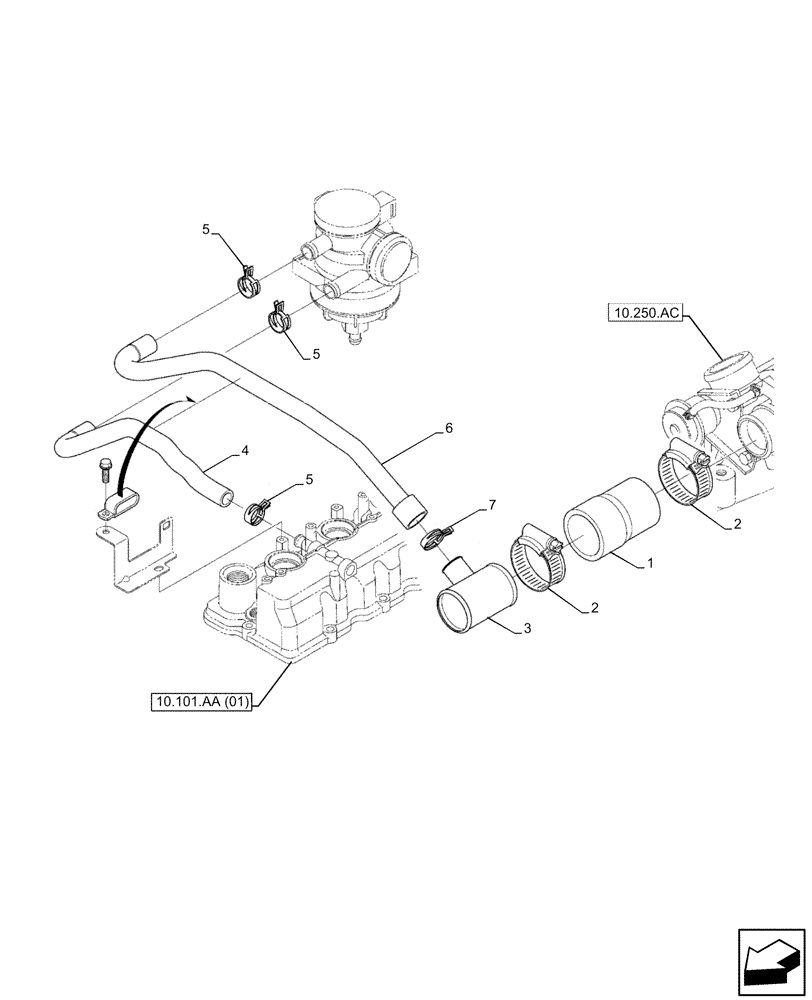 Схема запчастей Case IH FARMLIFT 525 - (10.304.AF) - ENGINE, OIL FILTER, LINES (10) - ENGINE