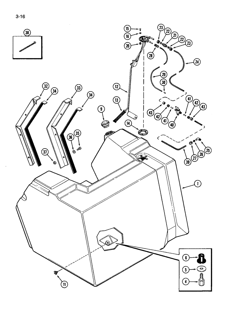 Схема запчастей Case IH 3594 - (3-016) - FUEL TANK AND LINES (03) - FUEL SYSTEM