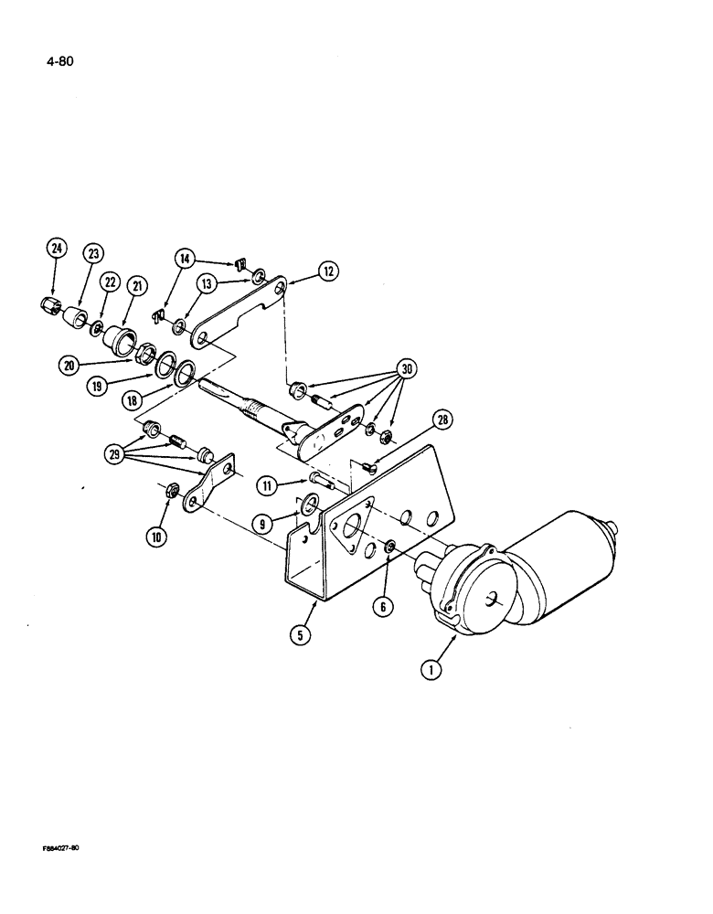 Схема запчастей Case IH 9280 - (4-080) - WIPER DRIVE ASSEMBLY REAR WINDOW PRIOR TO P.I.N. JCB0028400 (04) - ELECTRICAL SYSTEMS