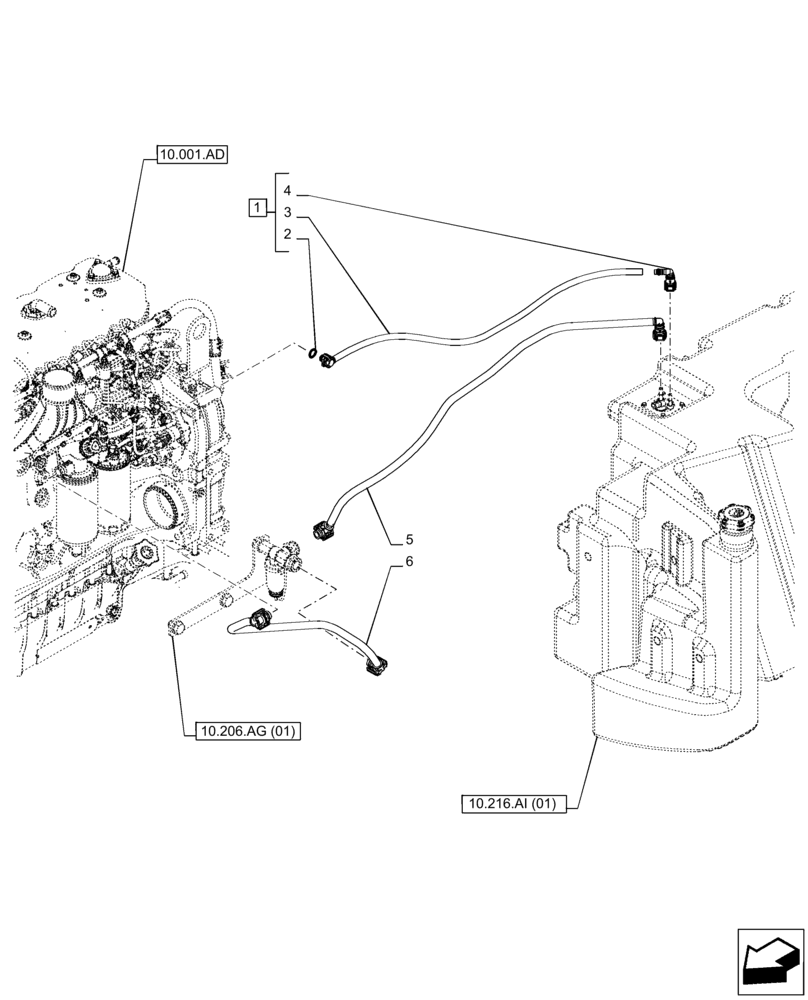 Схема запчастей Case IH PUMA 165 - (10.216.BA[01]) - FUEL TANK, LINES (10) - ENGINE