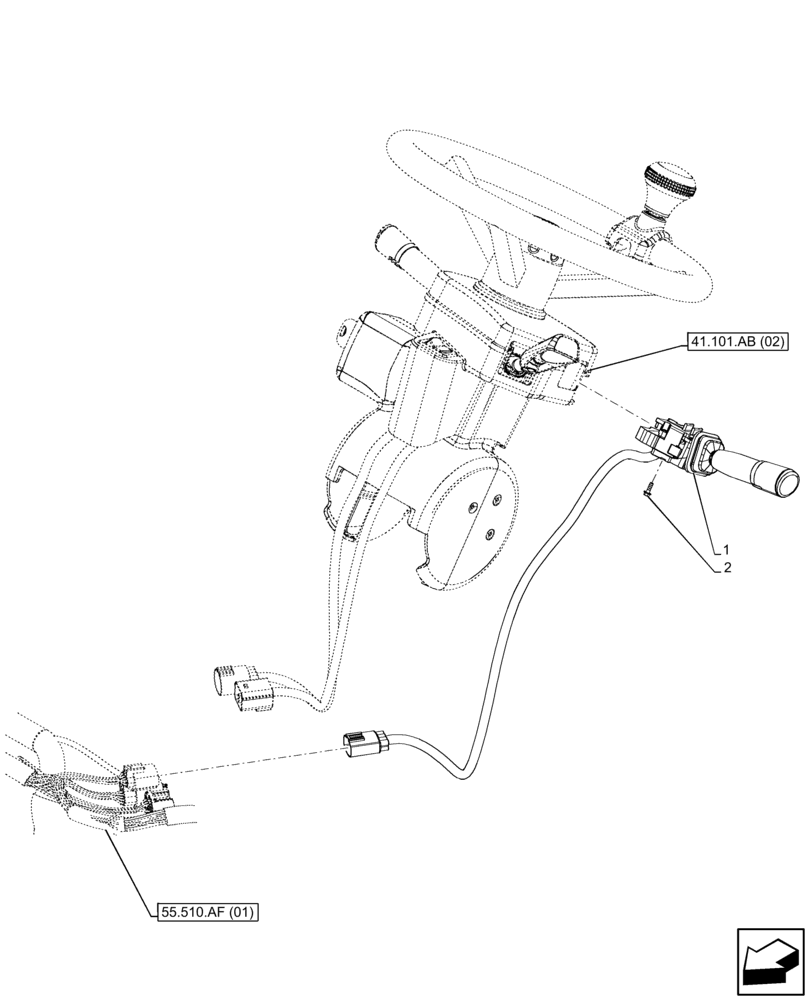 Схема запчастей Case IH FARMLIFT 935 - (55.405.BP) - HEADLIGHT, TURN SIGNAL, SWITCH (55) - ELECTRICAL SYSTEMS