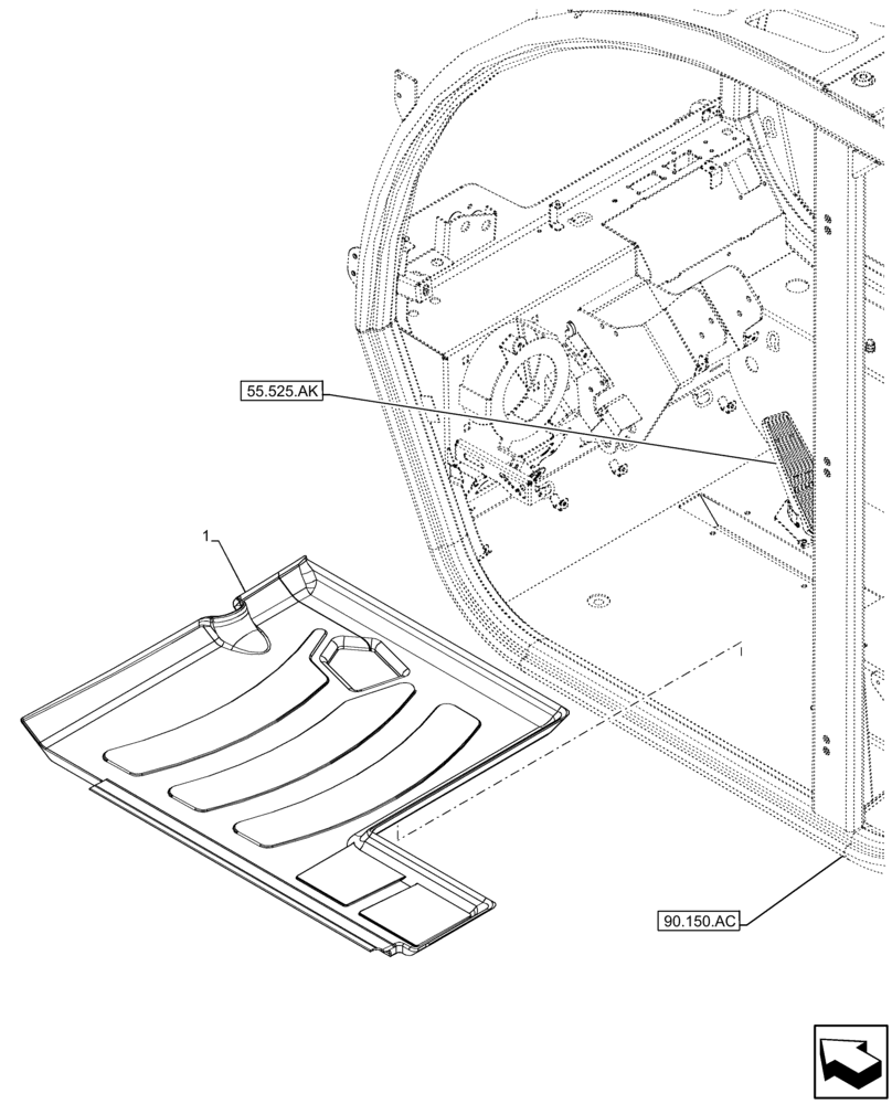 Схема запчастей Case IH FARMLIFT 742 - (90.160.AR) - FLOOR MAT (90) - PLATFORM, CAB, BODYWORK AND DECALS