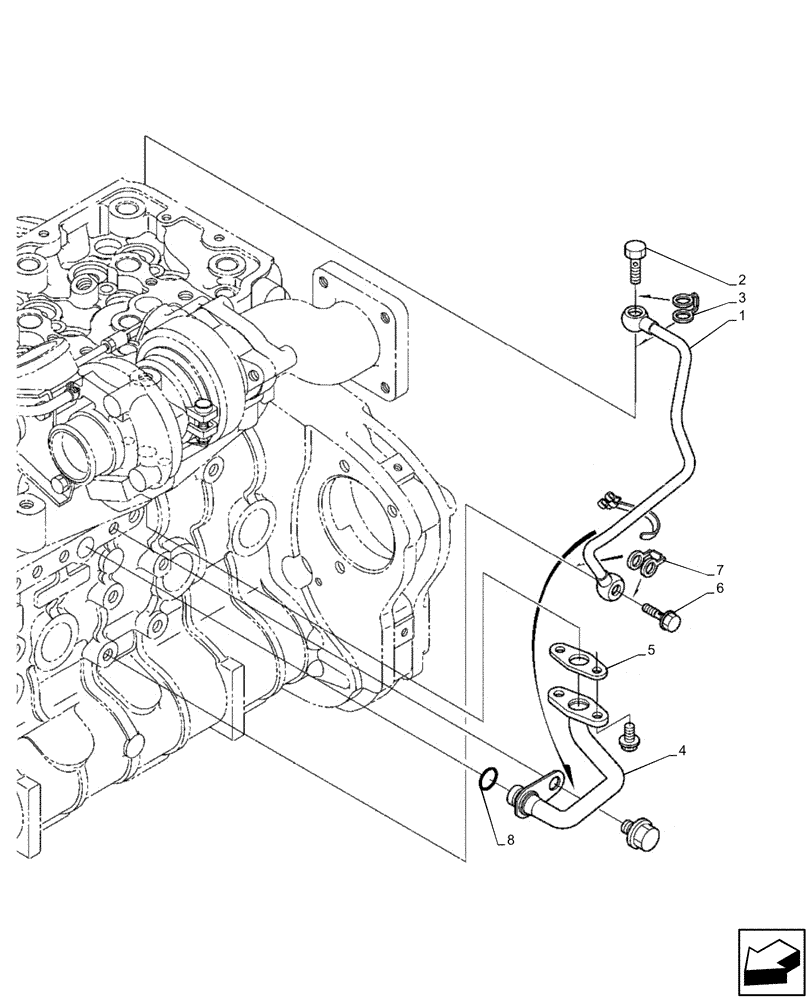 Схема запчастей Case IH FARMLIFT 525 - (10.304.AL) - ENGINE, OIL PUMP, LINES (10) - ENGINE