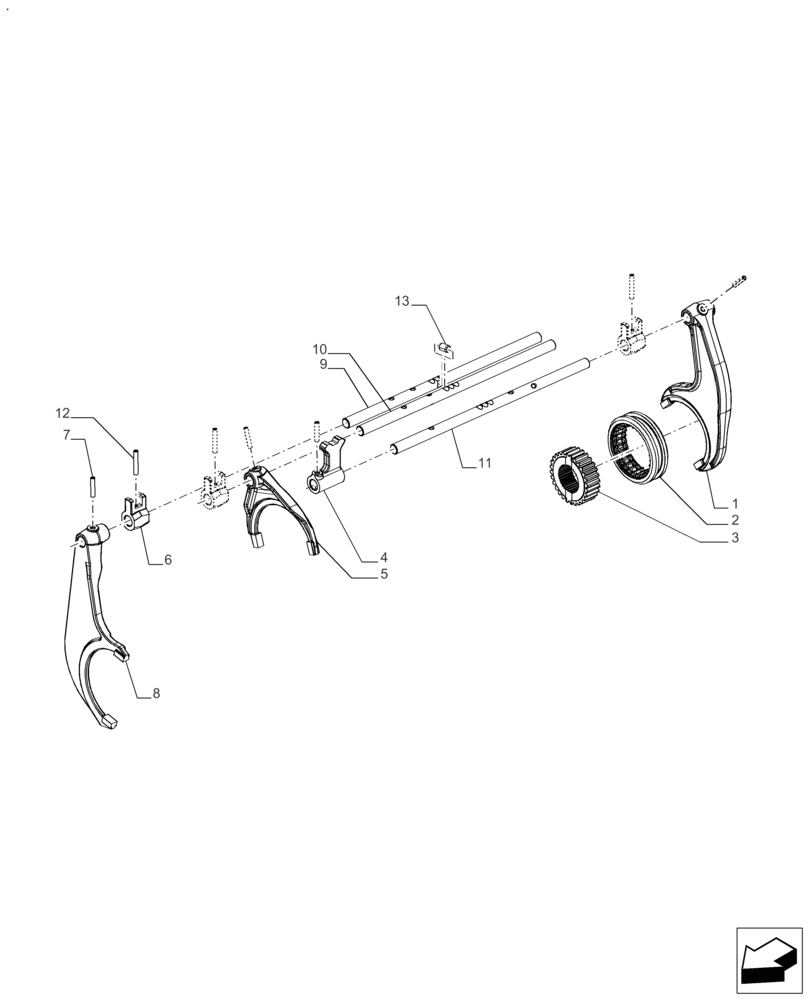 Схема запчастей Case IH FARMALL 110A - (21.130.AZ[01]) - VAR - 390340, 330059, 330061 - TRANSMISSION, CONTROLS, ROD & FORKS (21) - TRANSMISSION