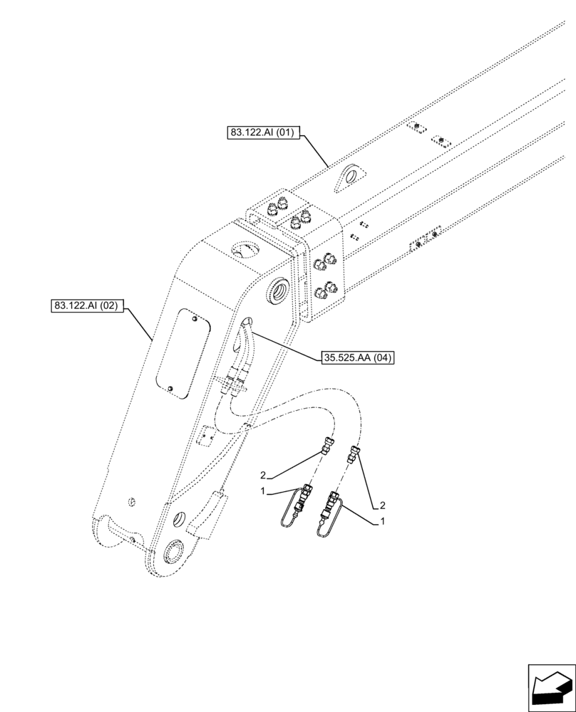 Схема запчастей Case IH FARMLIFT 742 - (35.525.AA[14]) - VAR - 749396, 749727, 749728 - QUICK COUPLER (6 - 7M) (35) - HYDRAULIC SYSTEMS