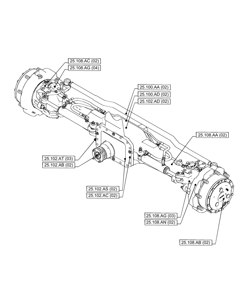 Схема запчастей Case IH PUMA 200 - (25.000.00[02]) - SECTION INDEX - FRONT AXLE SYSTEM (25) - FRONT AXLE SYSTEM