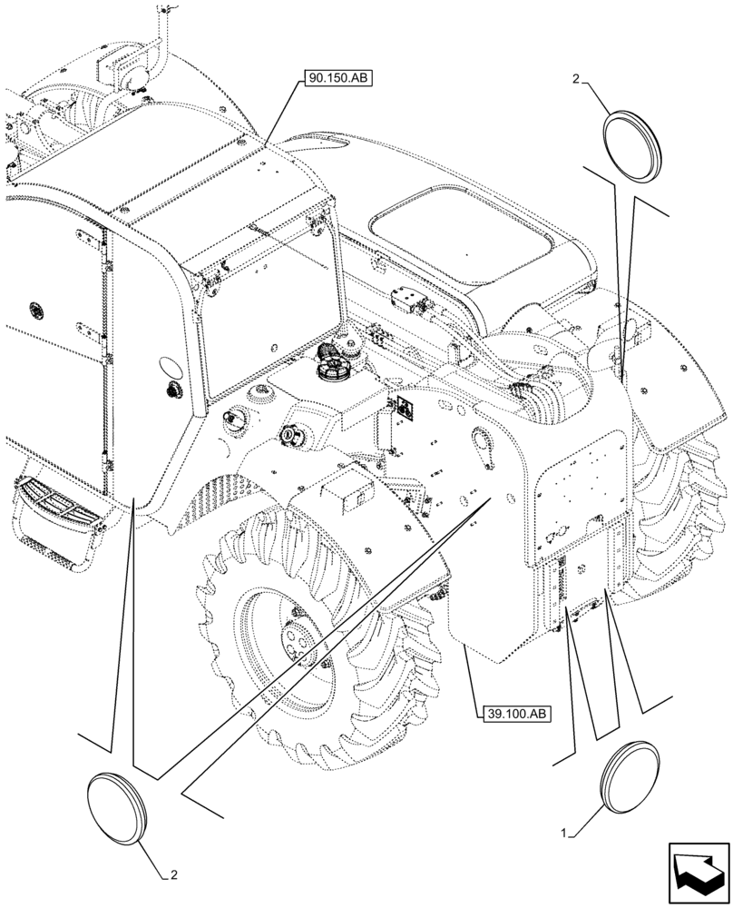 Схема запчастей Case IH FARMLIFT 632 - (55.404.BH[01]) - VAR - 749129, 749277, 749374 - EXTERNAL REFLECTOR, FRAME, CAB, ROAD HOMOLOGATION (55) - ELECTRICAL SYSTEMS