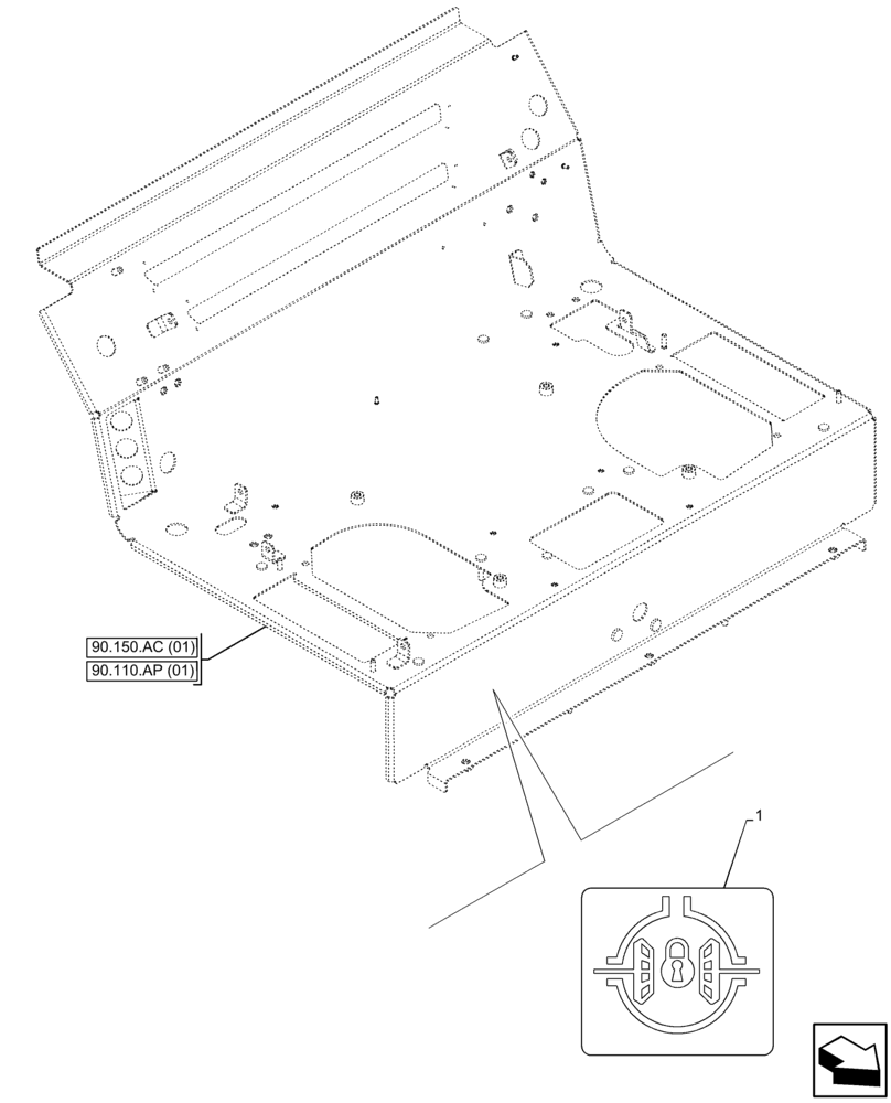 Схема запчастей Case IH FARMALL 75C - (90.108.AA[12]) - VAR - 334255, 334256, 335257 - DECAL, CONTROLS, LEVER, DIFFERENTIAL LOCK (90) - PLATFORM, CAB, BODYWORK AND DECALS