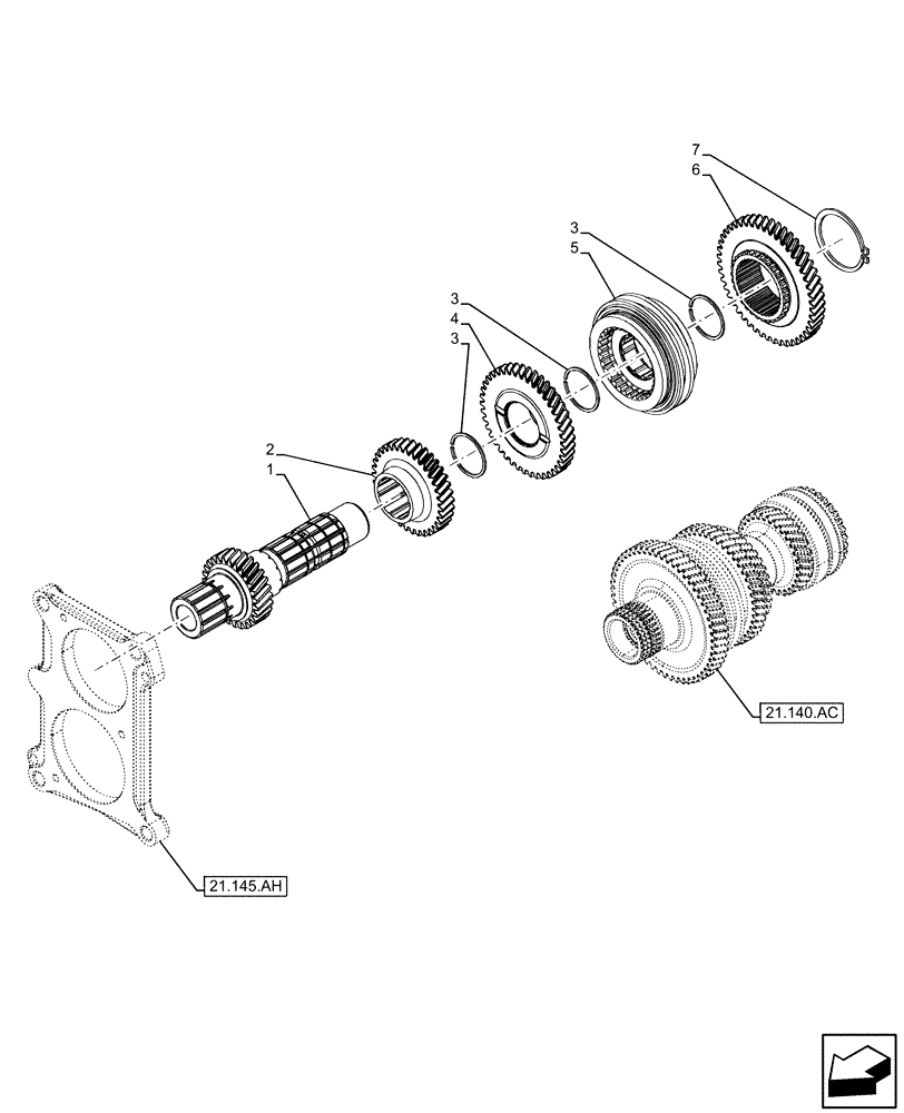 Схема запчастей Case IH FARMALL 65C - (21.140.AE) - VAR - 330272 - 330274 - 390067 - 743546 - TRANSMISSION, GEAR (21) - TRANSMISSION