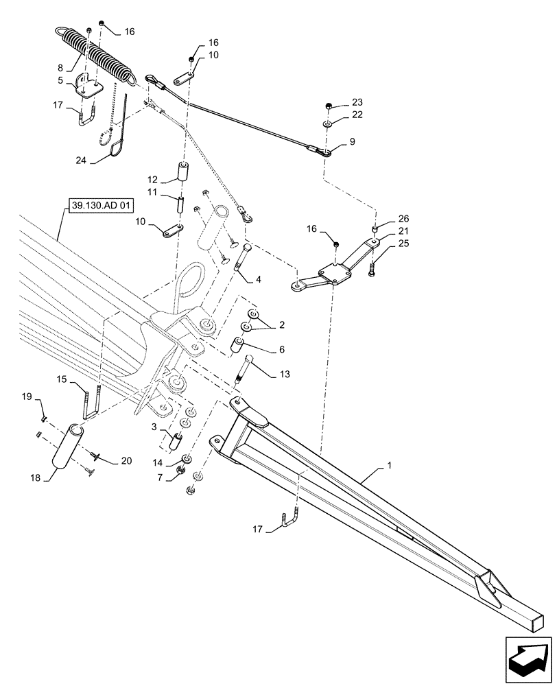 Схема запчастей Case IH PATRIOT 4440 - (39.130.AE[01]) - BOOM BREAKAWAY, 90 BOOM (39) - FRAMES AND BALLASTING