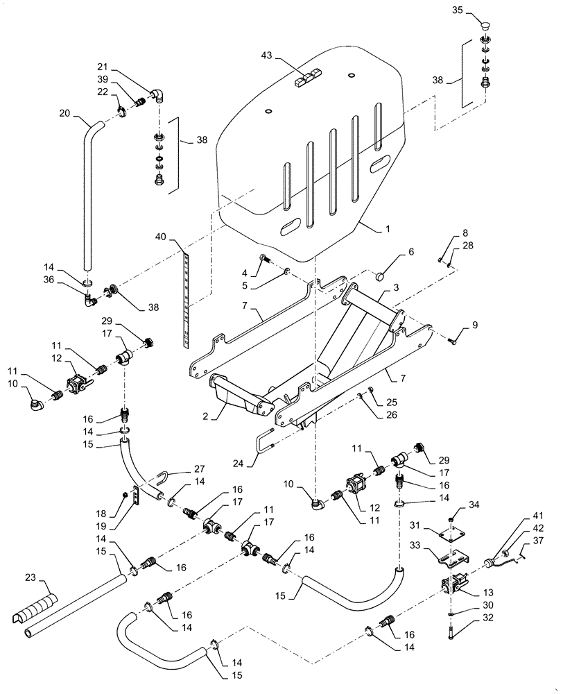 Схема запчастей Case IH 1625 - (63.100.AB[01]) - FERTILIZER TANKS AND MOUNTS (63) - CHEMICAL APPLICATORS