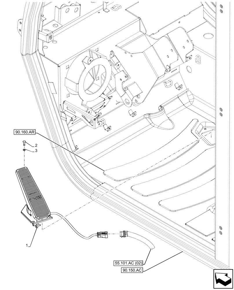 Схема запчастей Case IH FARMLIFT 635 - (55.525.AK) - THROTTLE CONTROL, PEDAL (55) - ELECTRICAL SYSTEMS