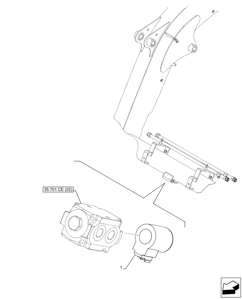 Схема запчастей Case IH FARMALL 95C - (55.415.AR) - VAR - 336735, 336739, 336745, 336747 - LOADER BUCKET, SOLENOID (55) - ELECTRICAL SYSTEMS