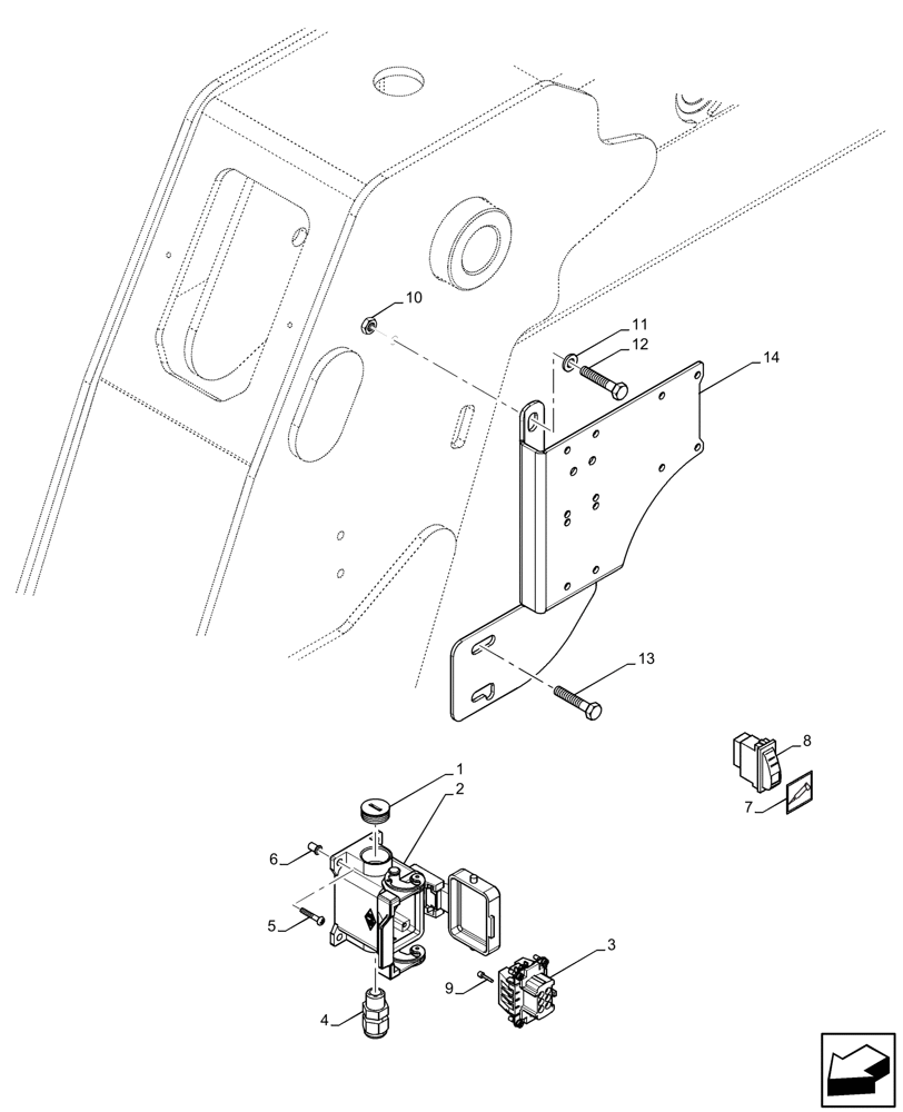 Схема запчастей Case IH FARMLIFT 525 - (55.405.CI) - VAR - 749087 - WORK LIGHT, SWITCH (55) - ELECTRICAL SYSTEMS