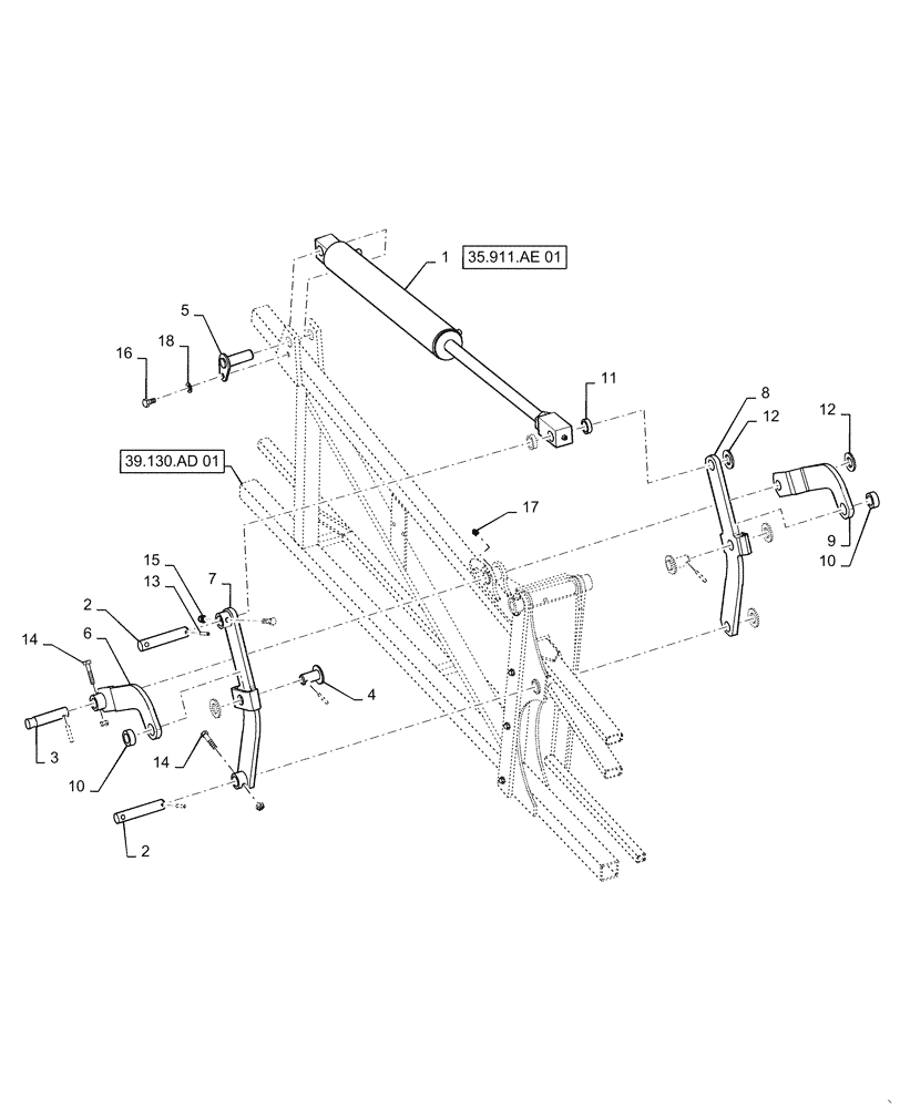 Схема запчастей Case IH PATRIOT 4440 - (39.130.AD [03]) - OUTER BOOM HINGE, 90/100, BOOM (39) - FRAMES AND BALLASTING