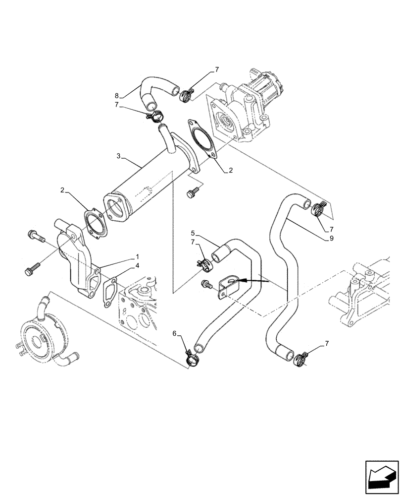 Схема запчастей Case IH FARMLIFT 525 - (10.216.AX) - ENGINE, FUEL COOLER (10) - ENGINE