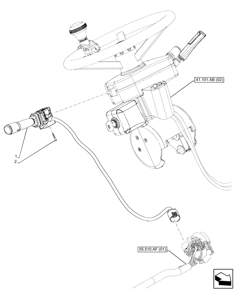 Схема запчастей Case IH FARMLIFT 735 - (55.518.AY[01]) - WINDSHIELD WIPER SWITCH (55) - ELECTRICAL SYSTEMS