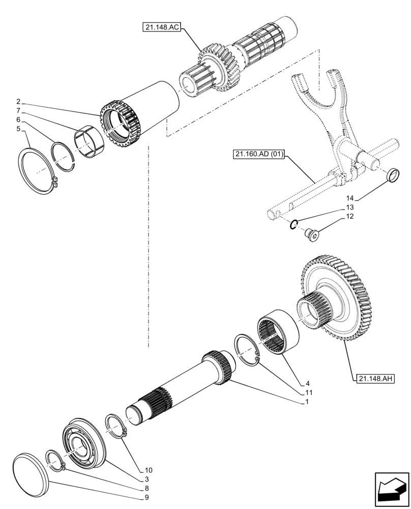 Схема запчастей Case IH FARMALL 75C - (21.162.AH) - VAR - 330272, 390067, 743546 - TRANSMISSION, DRIVEN SHAFT (21) - TRANSMISSION