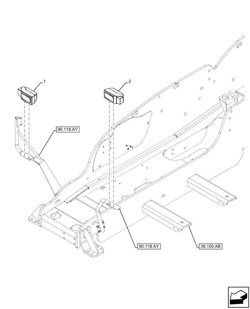 Схема запчастей Case IH FARMLIFT 735 - (55.404.AL[03]) - VAR - 749282 - FRONT LIGHT (55) - ELECTRICAL SYSTEMS