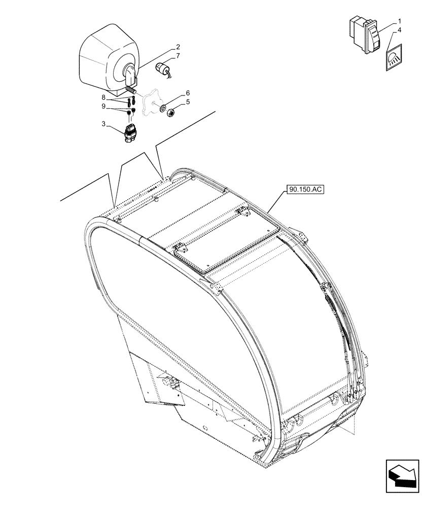 Схема запчастей Case IH FARMLIFT 525 - (55.404.BS[04]) - VAR - 749037 - WORK LAMP, REAR (55) - ELECTRICAL SYSTEMS