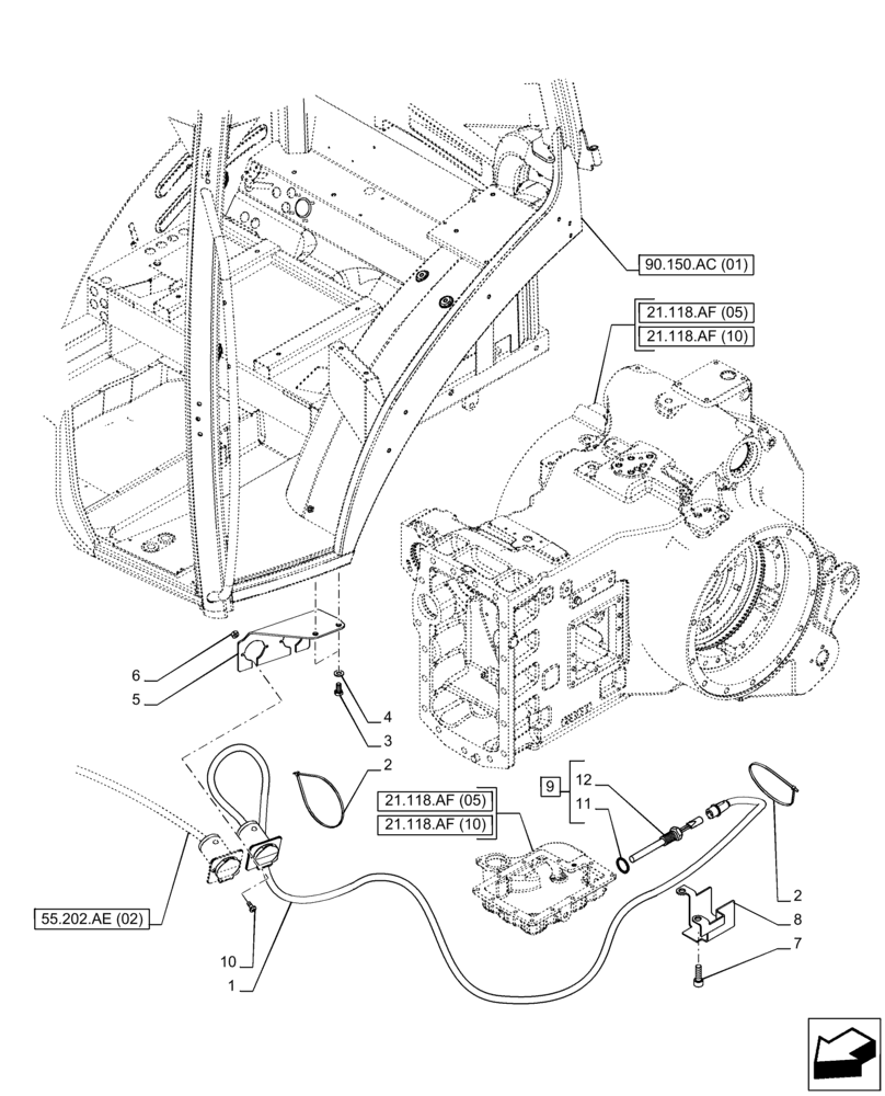 Схема запчастей Case IH PUMA 200 CVT - (21.118.AJ[02]) - VAR - 758008 - TRANSMISSION OIL, HEATER (240V) (21) - TRANSMISSION