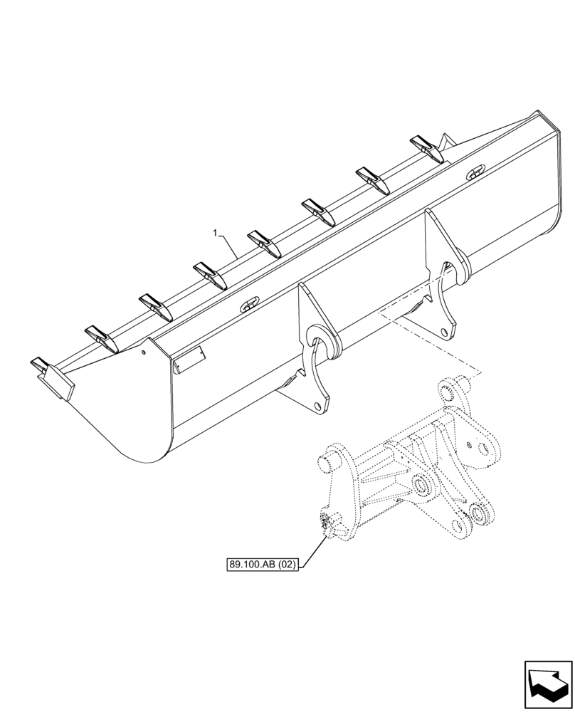 Схема запчастей Case IH FARMLIFT 632 - (84.100.AB [07]) - BUCKET (2450MM, 820L) (84) - BOOMS, DIPPERS & BUCKETS