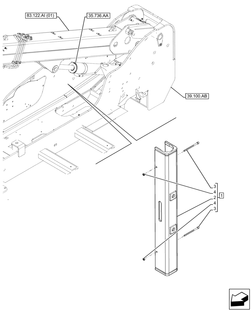 Схема запчастей Case IH FARMLIFT 935 - (88.130.AB[02]) - VAR - 749489 - LOCKING BAR, BOOM, COMPONENTS (88) - ACCESSORIES