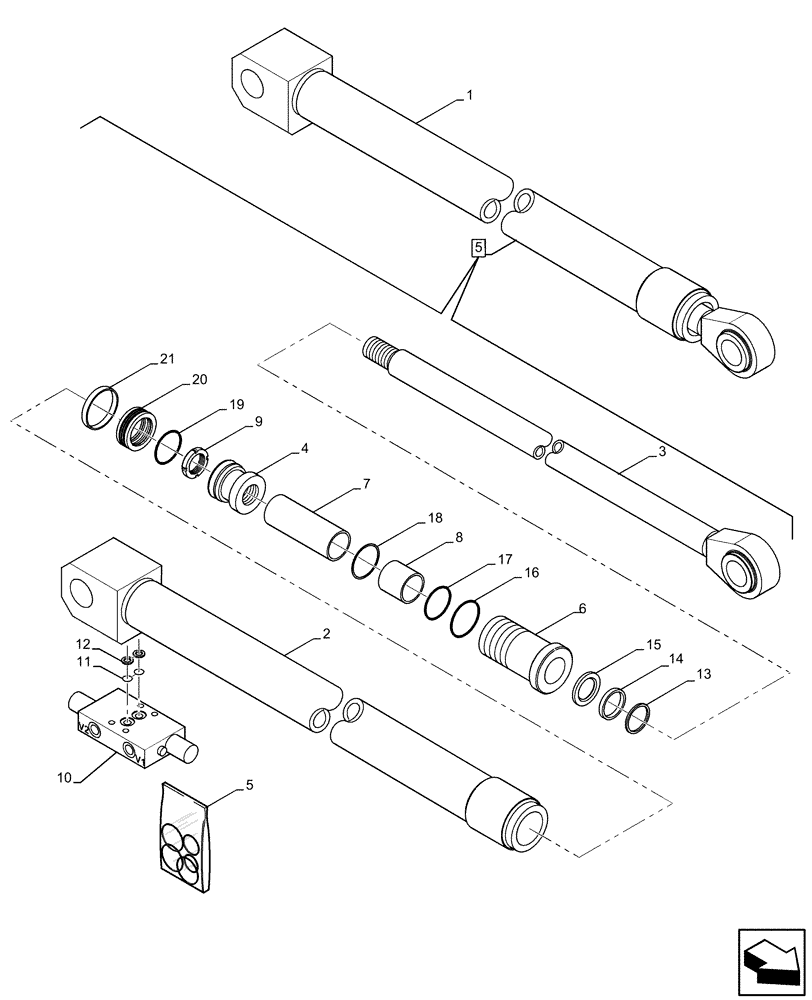 Схема запчастей Case IH FARMLIFT 525 - (35.740.AE) - BOOM, CYLINDER, COMPONENTS (35) - HYDRAULIC SYSTEMS