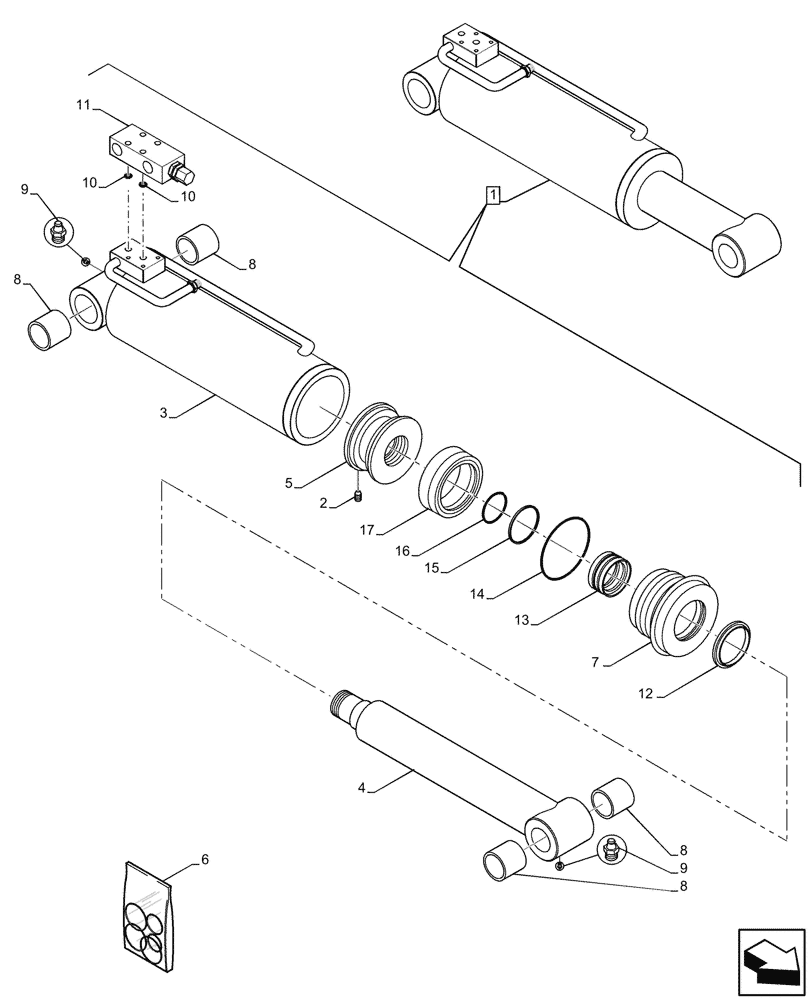 Схема запчастей Case IH FARMLIFT 525 - (35.740.AN) - BOOM, CYLINDER, TILTABLE, COMPONENTS (35) - HYDRAULIC SYSTEMS