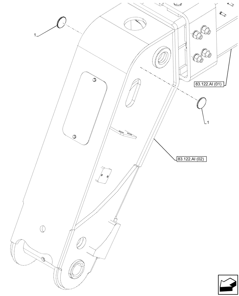 Схема запчастей Case IH FARMLIFT 735 - (55.404.BH[02]) - VAR - 749129, 749277, 749374 - REFLECTOR, BOOM (6 - 7M), ROAD HOMOLOGATION (55) - ELECTRICAL SYSTEMS