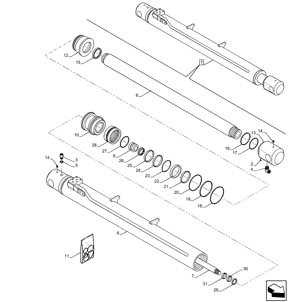 Схема запчастей Case IH FARMLIFT 525 - (35.736.AA[01]) - BOOM, CYLINDER, COMPONENTS (35) - HYDRAULIC SYSTEMS