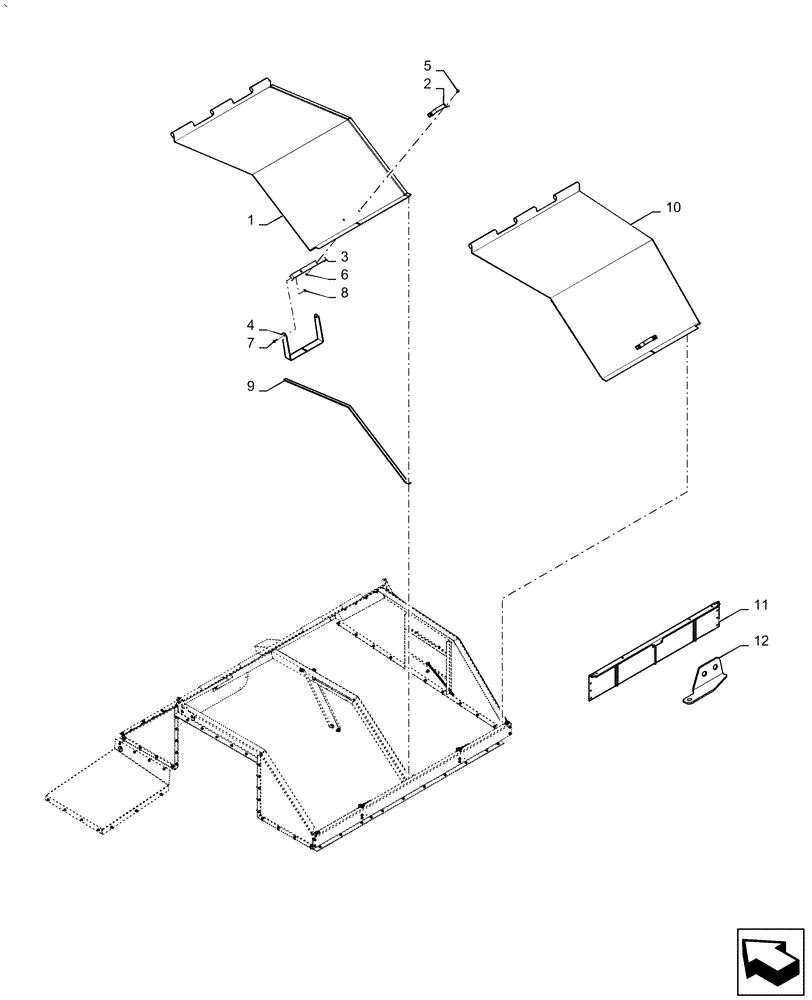 Схема запчастей Case IH AF4088 - (80.150.AR[02]) - GRAIN TANK COVER, 4088, USE FOR 2016 (80) - CROP STORAGE/UNLOADING