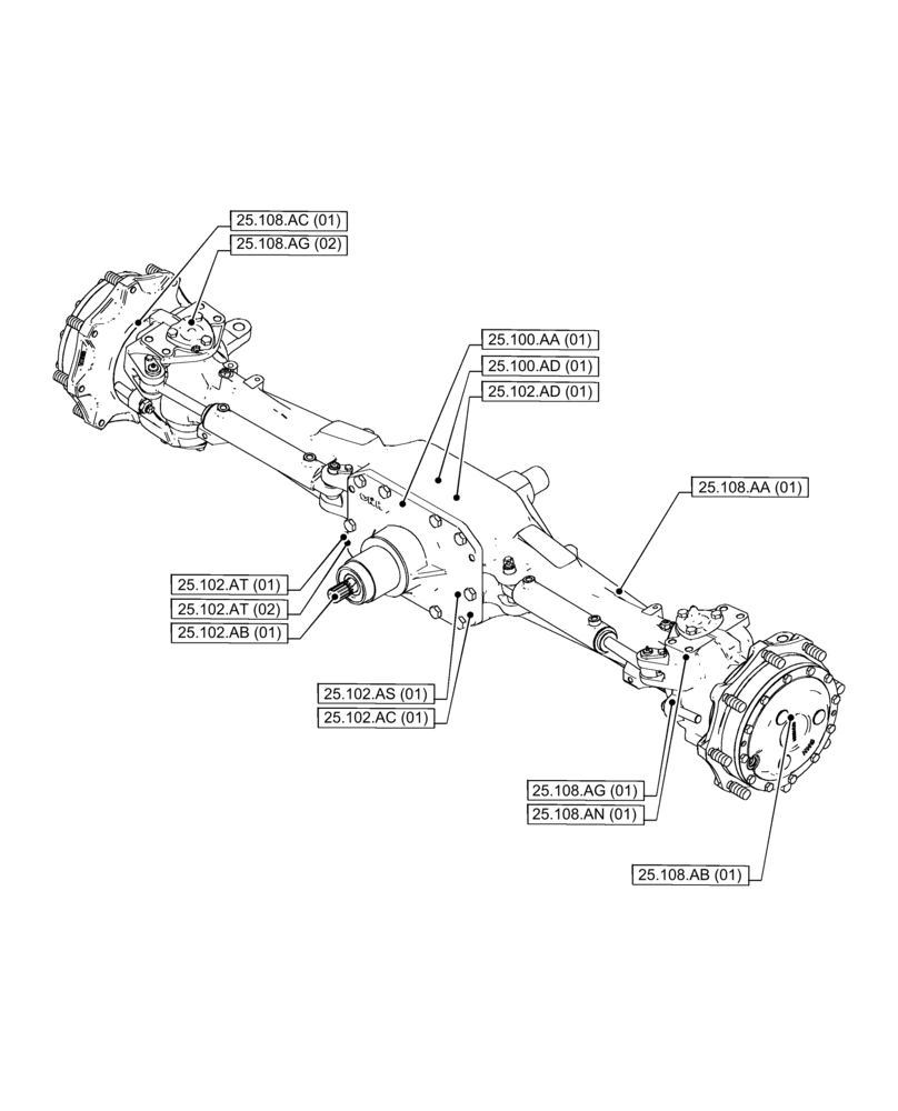 Схема запчастей Case IH PUMA 185 - (00.000.25[01]) - PICTORIAL INDEX - FRONT AXLE SYSTEM (00) - GENERAL & PICTORIAL INDEX