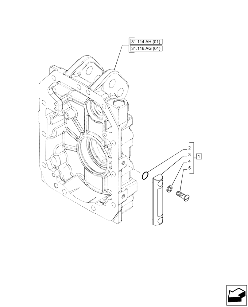 Схема запчастей Case IH PUMA 165 - (31.116.AG[05]) - VAR - 391136, 758011, 758012, 758013, 758014, 758015 - PTO, LEVEL, OIL (31) - IMPLEMENT POWER TAKE OFF