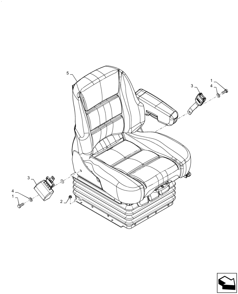 Схема запчастей Case IH STEIGER 540 - (90.124.AE) - SEAT MOUNTING (90) - PLATFORM, CAB, BODYWORK AND DECALS