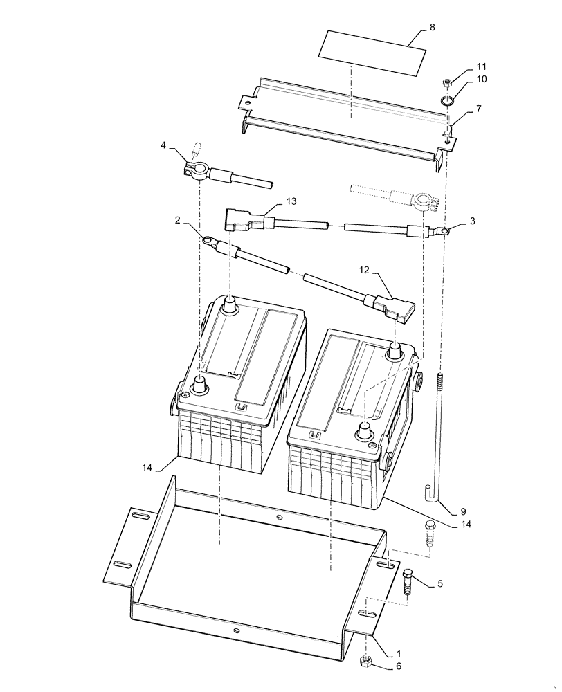 Схема запчастей Case IH 170A - (55.302.AG) - BATTERY - TRAY & CABLES (55) - ELECTRICAL SYSTEMS