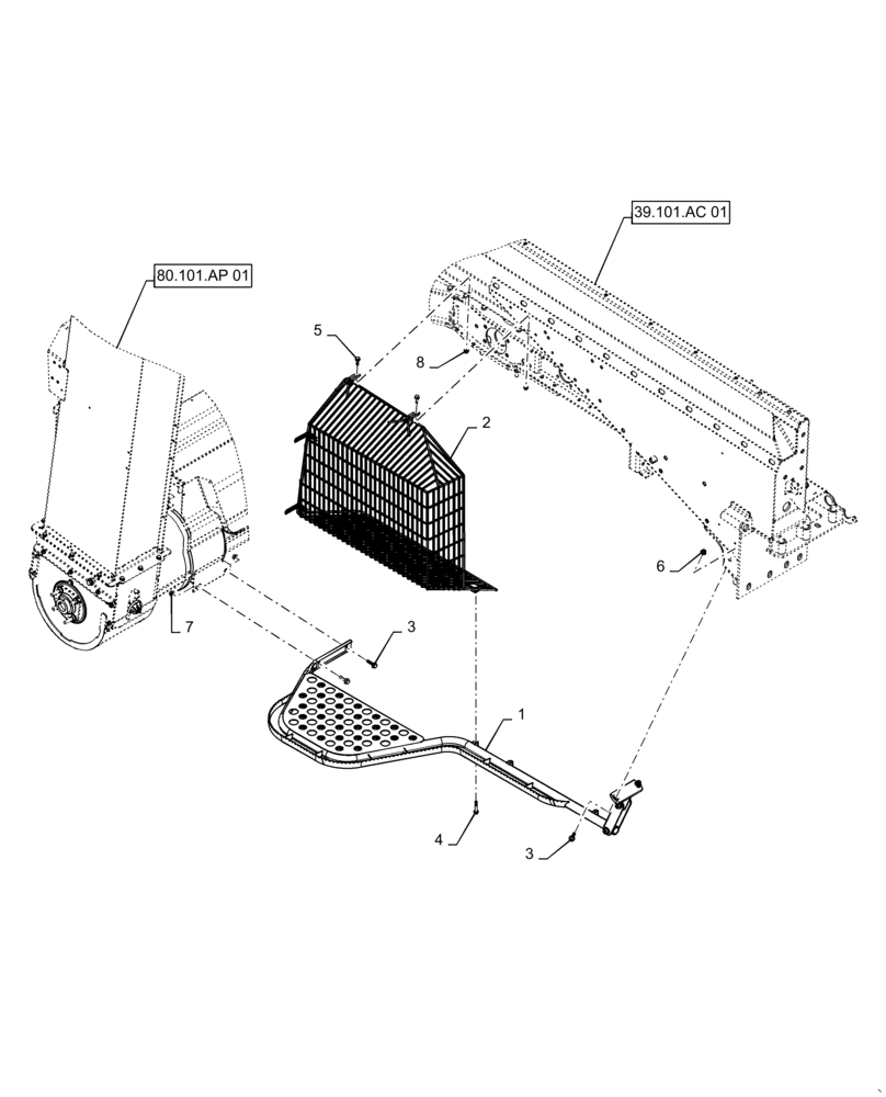 Схема запчастей Case IH 9240 - (90.116.AA[03]) - VAR - 722775, 722776, 425215, 425402, 425403, 722028, 722774 - SHIELD, LOWER, RH (90) - PLATFORM, CAB, BODYWORK AND DECALS