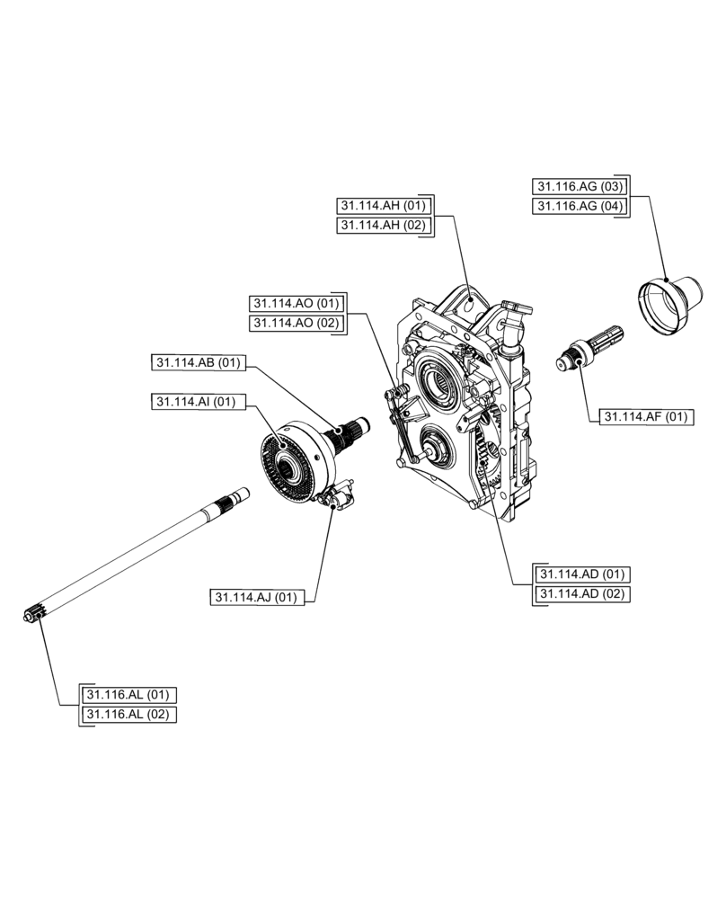 Схема запчастей Case IH PUMA 150 CVT - (31.000.00[03]) - SECTION INDEX - IMPLEMENT POWER TAKE OFF (31) - IMPLEMENT POWER TAKE OFF