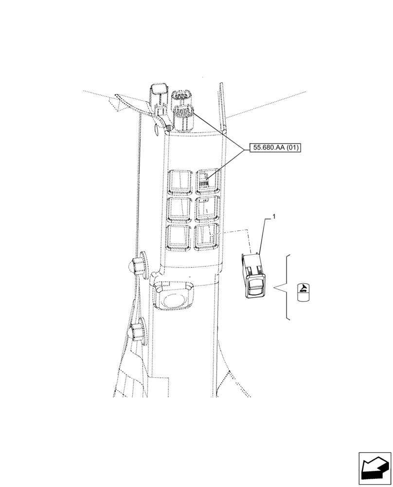 Схема запчастей Case IH PUMA 165 CVT - (55.680.AP[01]) - VAR - 758272, 758273 - SWITCH, AUTOGUIDANCE SYSTEM (55) - ELECTRICAL SYSTEMS
