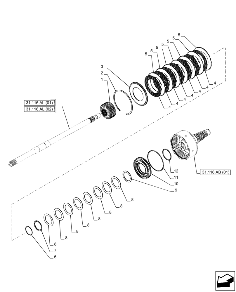 Схема запчастей Case IH PUMA 165 - (31.116.AH[01]) - VAR - 391139, 758024 - PTO CLUTCH (31) - IMPLEMENT POWER TAKE OFF