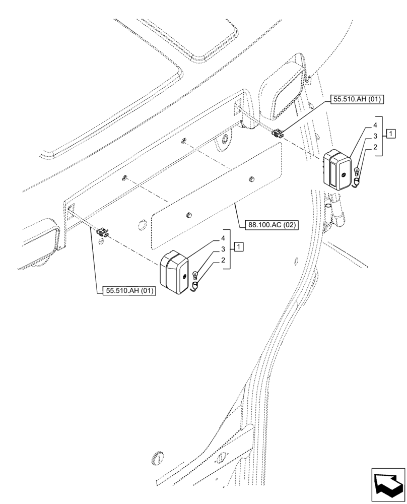 Схема запчастей Case IH PUMA 165 - (55.404.BA[02]) - LICENSE PLATE LIGHT (55) - ELECTRICAL SYSTEMS